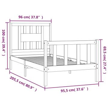 Wooden Bed Frame with Headboard - Solid Pine 90x200 cm