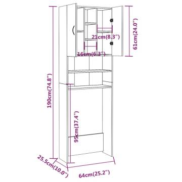 Washing Machine Cabinet Smoked Oak - 64x25.5x190 cm