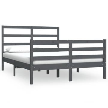 Grey Solid Wood Pine Bed Frame 135x190 cm Double - Hipo Market