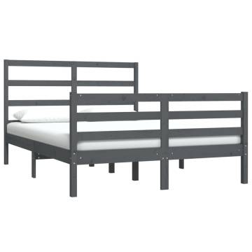 Grey Solid Wood Pine Bed Frame 135x190 cm Double - Hipo Market