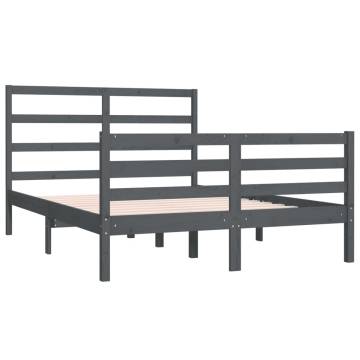 Grey Solid Wood Pine Bed Frame 135x190 cm Double - Hipo Market