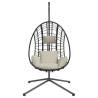 Beige Rattan Hanging Egg Chair with Steel Stand | Hipomarket