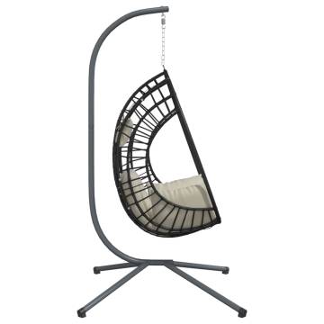 Beige Rattan Hanging Egg Chair with Steel Stand | Hipomarket