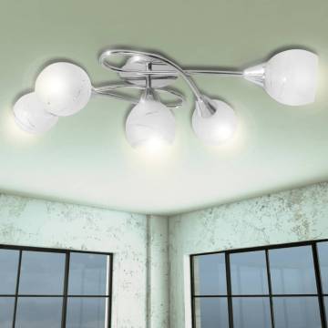 Stylish Ceiling Lamp with Glass Shades for 5 E14 Bulbs