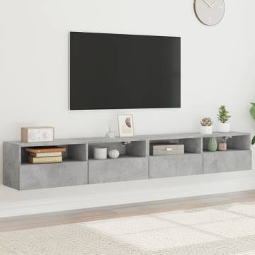 Stylish Concrete Grey TV Wall Cabinets - 2 pcs | HiPo Market