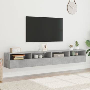 Stylish Concrete Grey TV Wall Cabinets - 2 pcs | HiPo Market