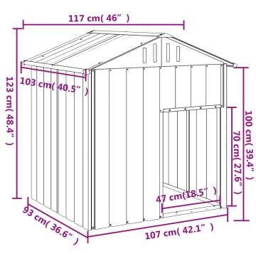 Light Grey Dog House with Roof - Durable Galvanised Steel