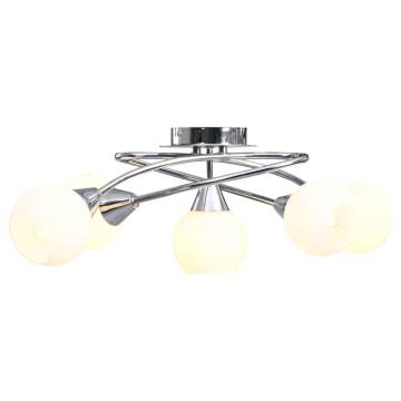 Ceiling Lamp with Ceramic Shades for 5 E14 Bulbs - White Bowl