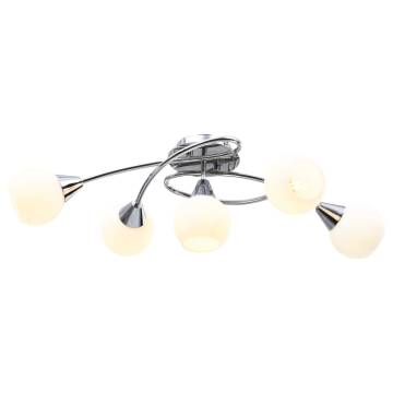 Ceiling Lamp with Ceramic Shades for 5 E14 Bulbs - White Bowl