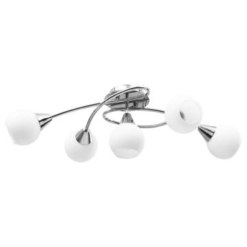 Ceiling Lamp with Ceramic Shades for 5 E14 Bulbs - White Bowl