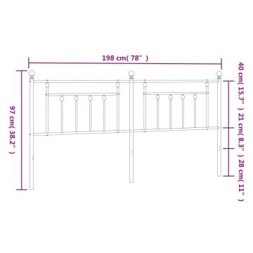 Metal Headboard Black 193 cm - Stylish & Durable Design