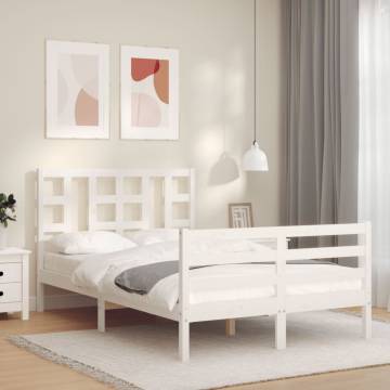 Stylish White Bed Frame with Headboard - 120x200 cm Solid Wood