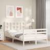 Bed Frame with Headboard White 120x200 cm Solid Wood Colour white Size 120 x 200 cm 