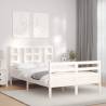 Stylish White Bed Frame with Headboard - 120x200 cm Solid Wood