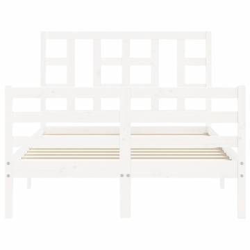 Stylish White Bed Frame with Headboard - 120x200 cm Solid Wood