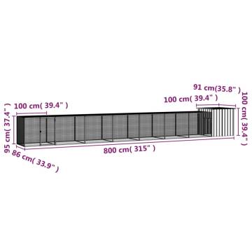 Galvanised Steel Chicken Cage 800x91x100 cm - Safe & Durable