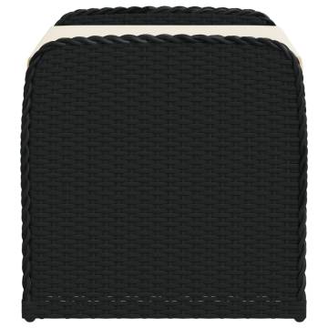 Storage Bench with Cushion - Black 80x51x52 cm - Poly Rattan