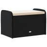 Storage Bench with Cushion - Black 80x51x52 cm - Poly Rattan