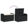 Storage Bench with Cushion - Black 80x51x52 cm - Poly Rattan