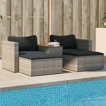 5 Piece Grey Garden Sofa Set - Stylish Outdoor Furniture