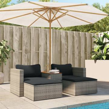 5 Piece Grey Garden Sofa Set - Stylish Outdoor Furniture