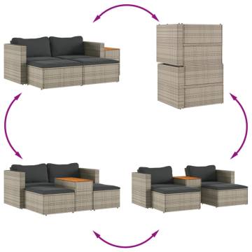 5 Piece Grey Garden Sofa Set - Stylish Outdoor Furniture