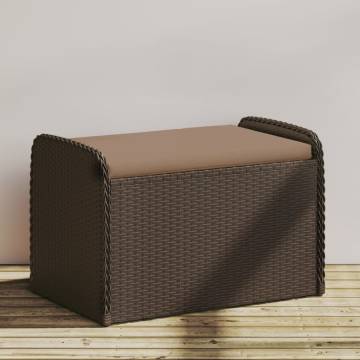 Storage Bench with Cushion - Brown Poly Rattan 80x51x52 cm