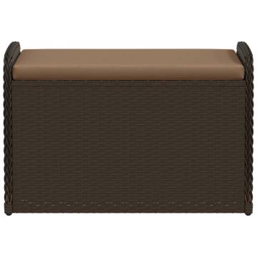 Storage Bench with Cushion - Brown Poly Rattan 80x51x52 cm