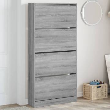 Shoe Cabinet with 4 Flip-Drawers - Grey Sonoma 80x21x163.5 cm