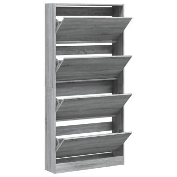 Shoe Cabinet with 4 Flip-Drawers - Grey Sonoma 80x21x163.5 cm