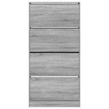 Shoe Cabinet with 4 Flip-Drawers - Grey Sonoma 80x21x163.5 cm