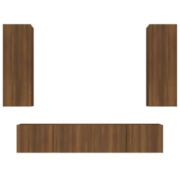 4 Piece TV Cabinet Set - Brown Oak Engineered Wood