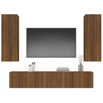 4 Piece TV Cabinet Set - Brown Oak Engineered Wood