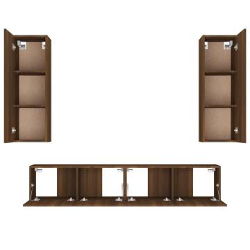 4 Piece TV Cabinet Set - Brown Oak Engineered Wood