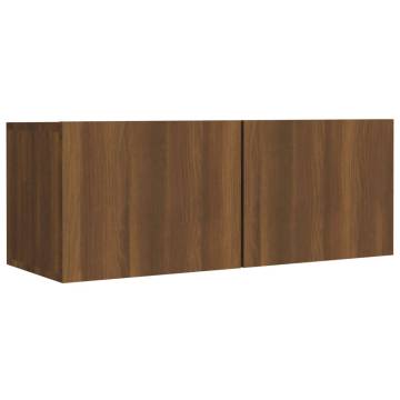 4 Piece TV Cabinet Set - Brown Oak Engineered Wood