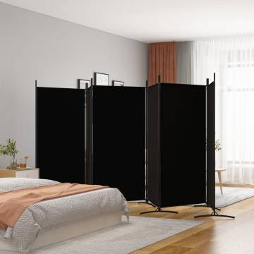 6-Panel Black Room Divider 520x180 cm - Durable & Versatile