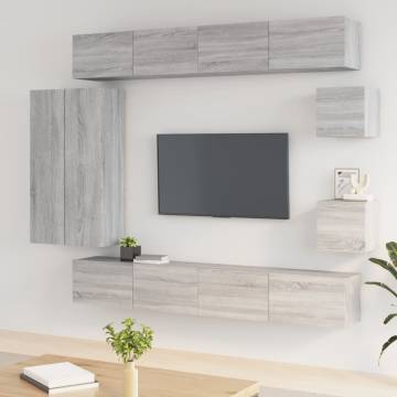 8 Piece Grey Sonoma TV Cabinet Set - Stylish & Practical Storage