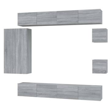 8 Piece Grey Sonoma TV Cabinet Set - Stylish & Practical Storage