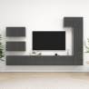  8 Piece TV Cabinet Set High Gloss Grey Engineered Wood Colour high gloss grey Size 60 x 30 x 30 cm Quantity in Package 8 