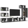 8 Piece High Gloss Grey TV Cabinet Set | Stylish Storage Solution