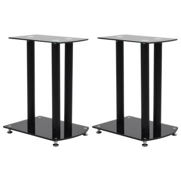 Aluminum Speaker Stands 2 pcs Black Glass - Hipomarket