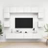  8 Piece TV Cabinet Set High Gloss White Engineered Wood Colour high gloss white Quantity in Package 1 Width 100 cm 