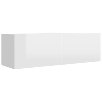 8 Piece High Gloss White TV Cabinet Set - Stylish Storage Solution