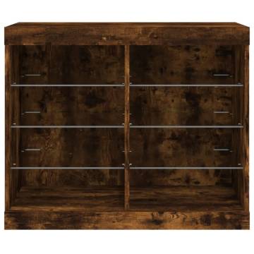 Modern Smoked Oak Sideboard with LED Lights - 81x37x67 cm