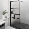  Walk-in Shower Wall with Shelf Black 80x195 cm ESG Glass&Aluminium Colour black Size 80 x 195 cm Model frosted 