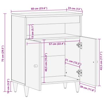 Side Cabinet 60x33x75 cm - Solid Mango Wood | HipoMarket