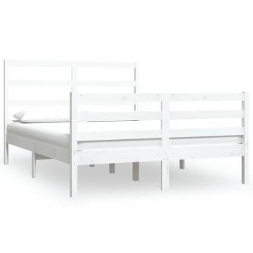 White Solid Wood Pine Bed Frame 150x200 cm King Size