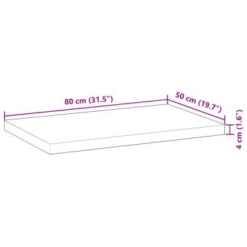 Desk Top Untreated 80x50 cm Solid Wood Acacia - HipoMarket