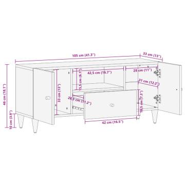 TV Cabinet 105x33x46 cm Solid Wood Mango - Stylish & Sturdy