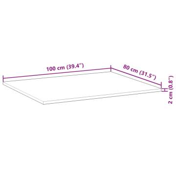 Solid Wood Acacia Desk Top 100x80 cm - Untreated Finish